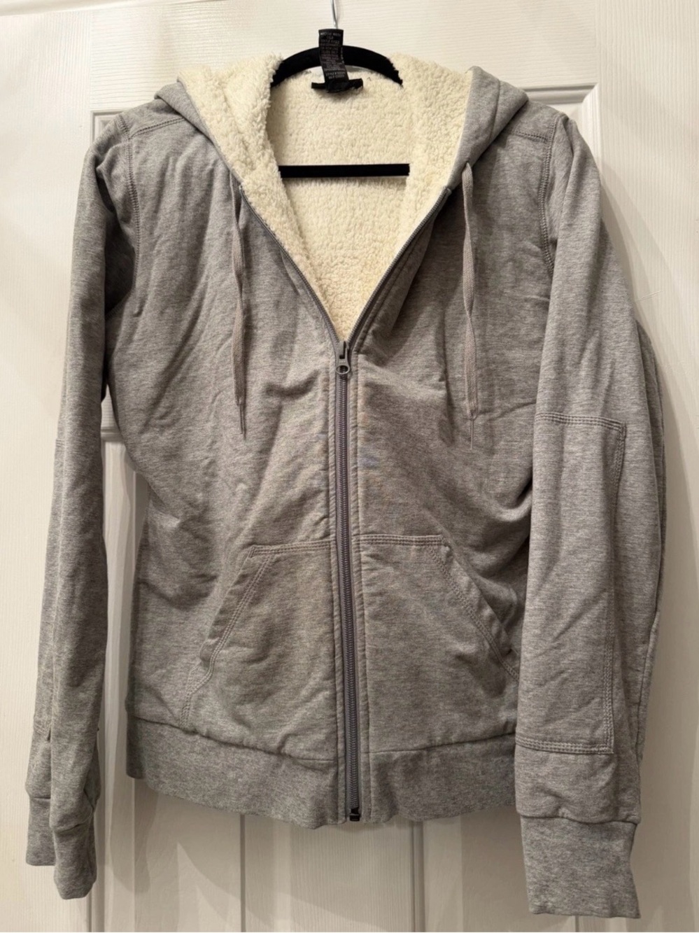 Men's Gray Sherpa-Lined Zip Hoodie Jacket